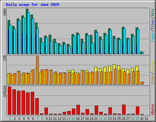 Daily usage for June 2025