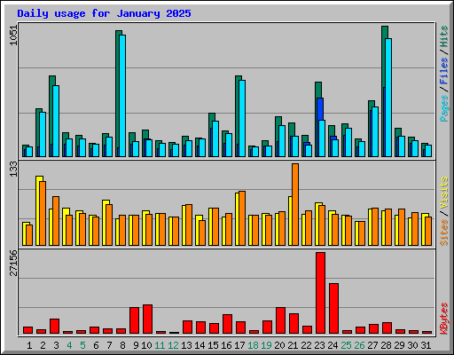 Daily usage for January 2025